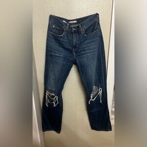 Levi's Women's Distressed Blue Straight Leg Jeans